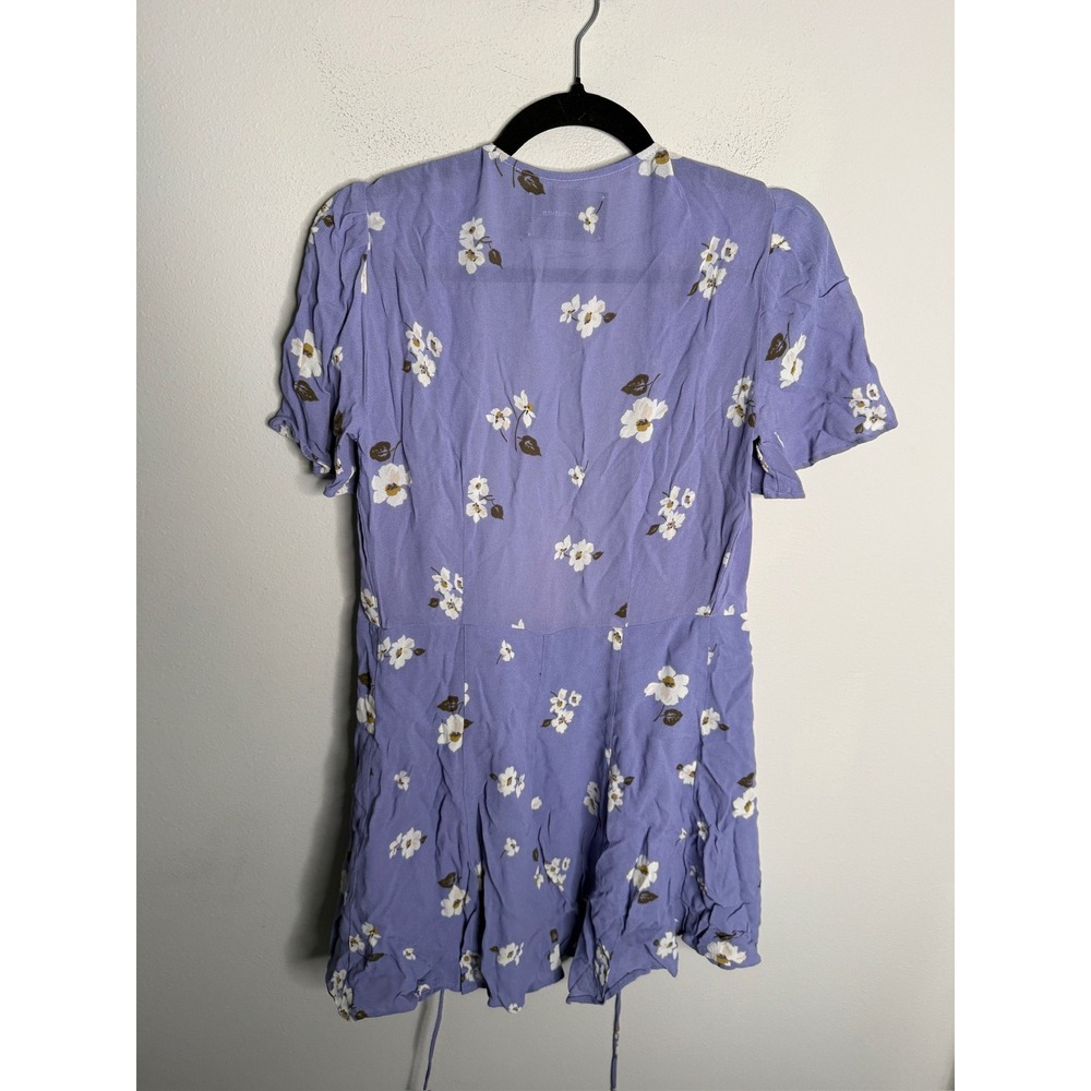 Reformation Adele Purple Floral Wrap Mini Dress Short Sleeve V-Neck Small - Picture 5 of 9